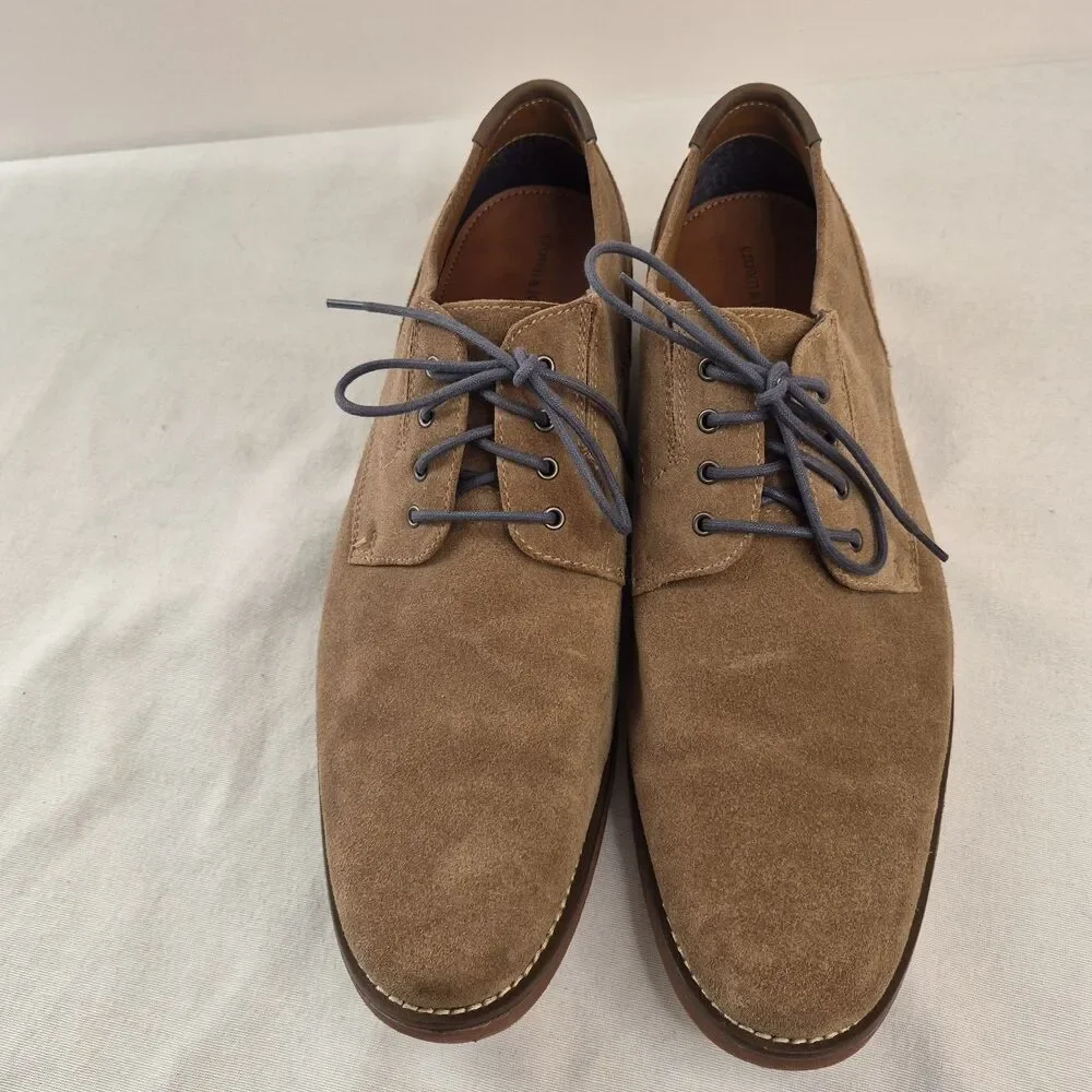 Crown & Ivy Men's Leather Suede Oxford Shoes Size 13M Tan Derby Lace Up